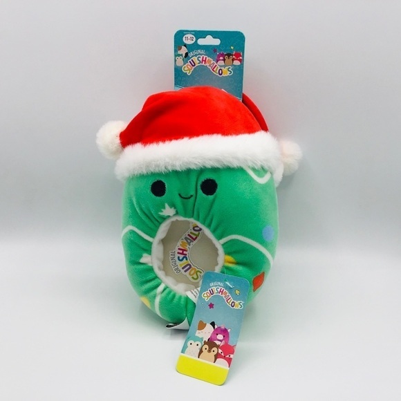 Nwt Squishmallow Slippers Plush Carol Christmas Tree Little Kids Size 11-12 - Picture 1 of 6